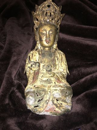 Antique Chinese Bronze Statue Of Buddha