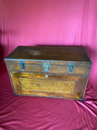 Antique 11 Drawer Machinist Wooden Wood Tool Chest Box