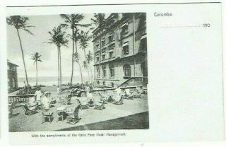 Old Advert Postcard The Galle Face Hotel Colombo Ceylon Vintage 1905 - 10