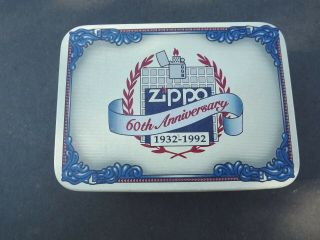 Zippo 60th Anniversary Lighter Tin - (tin Only) - Ex.  Cond.  W/ Instructions