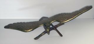 Large Vintage Brass American Eagle Statue On Branch - 18 " Wing Span