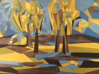 LARGE Cubist Abstract Oil Painting Mid Century Modern Art Ingrid Thomas Hooker 2