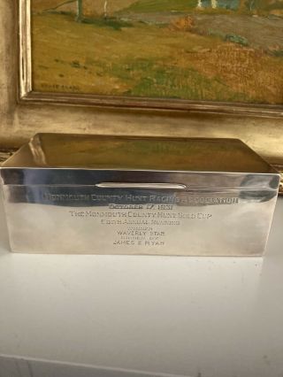 1931 Monmouth Hunt Horse Racing Sterling Silver Box Trophy Antique Vintage