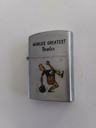 Vintage Cobid " Worlds Greatest Bowler " Windproof Lighter Chrome Rare 5 Brl