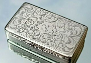 Early Victorian Solid Silver Snuff Box Francis Clark Birmingham 1845