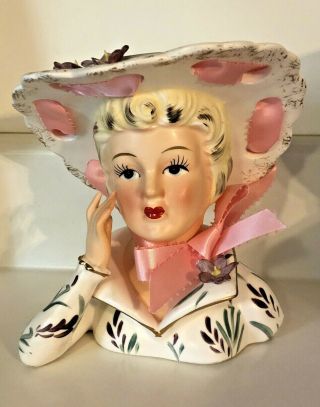 Vintage Lefton Japan Lady Head Vase 3140