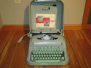 Antique Vintage Hermes 3000 Typewriter With Case,  Manuel And Brushes