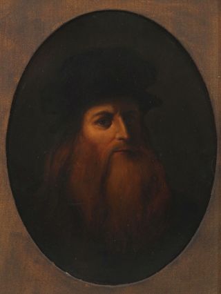 19thC Antique Oil Painting,  after Old Master LEONARDO DA VINCI Self Portrait 3