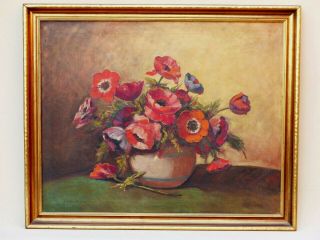A Damata Signed Oil Painting Still Life Vase With Flowers Antique Mid Century
