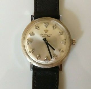 Vintage Jules Jurgensen 14k (17 Jewels) White Gold,  20 Diamond Mens Watch