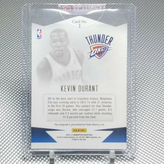 KEVIN DURANT 2012 - 13 Panini Momentum GOLD FORCE Die Cut On Card AUTO /25 1/1 2