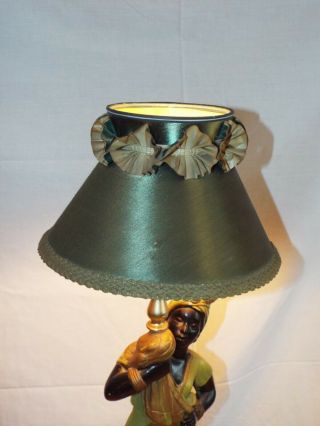 Antique Vtg Blackamoor Nubian Chalkware Genie Lamp Shade Only