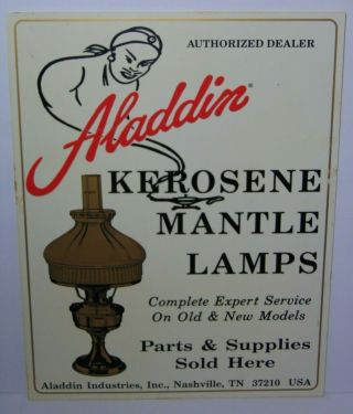 14 " Vintage 1980s Aladdin Kerosene Lamp Lamps Authorized Dealer Advertising Sign