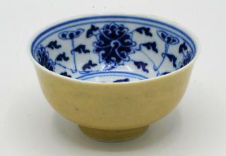 Guangxu Period (19th Century) Chinese Antique Blue & White And Yellow Bowl