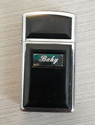 1994 Vintage Zippo Slim Lighter Chrome W/ Black Elegance Ultralite Engraved Baby