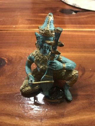 Vintage Antique Siam Thai Bronze Musician Figurine