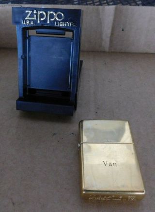 Vintage Zippo 2000 Xvi Brass Flip Top Cigarette Lighter Van On Front