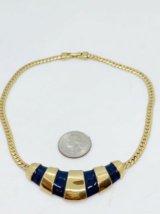 Vintage Napier Necklace Navy Blue And Gold Tone 17 Inches