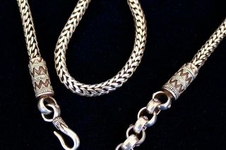Strong & Powerful Antique E.  Indian Hand Woven Silver Chain Necklace/belt