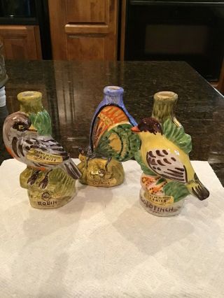 3 Vintage Garnier Liqueurs Ceramic Bottle Bird Butterfly 303 317 318 Italy 1971