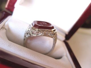 ANTIQUE 14K WHITE GOLD RING with 
