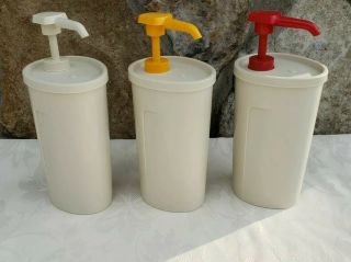 Tupperware Ketchup Mustard & Mayo Dispensers : Vintage Pumps Containers