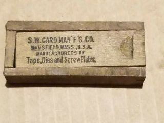 Vintage Wood Box - S.  W.  Card Manufacturing Plug Tap Box Of 3 - 10/32 (3 " Box)