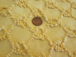 Vintage Gold / Yellow Squiggle Cotton Chenille Bedspread Fabric Piece 26 X 42 "
