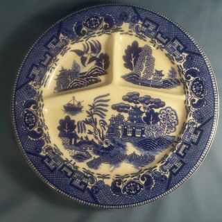 Vintage Blue Willow Divided Grill Plate Made In Japan