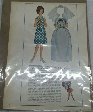 1964 Vintage Betsy Mccall And The Wedding Gown Paper Dolls Uncut