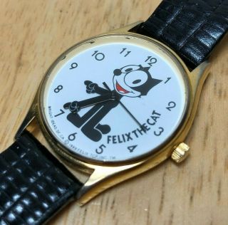 Vintage Bright Ideas Felix The Cat Gold Tone Analog Quartz Watch Hour Batter