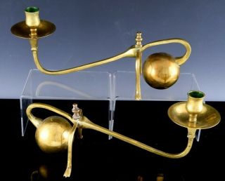 Pair C1910 Arts & Crafts Brass Cantilever Candlesticks W.  A.  S.  Benson