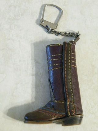 Vintage Western Leather Cowboy Boot Key Chain Lighter Cover Case Holder Fits Bic