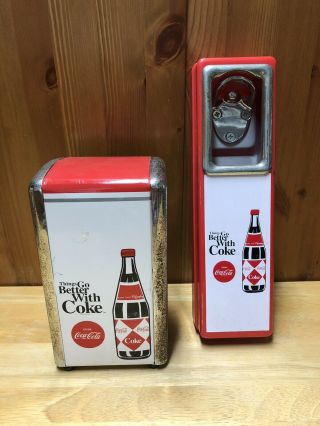 Vintage Coca Cola Coke Wall Bottle Opener With Napkin Dispenser ❤️