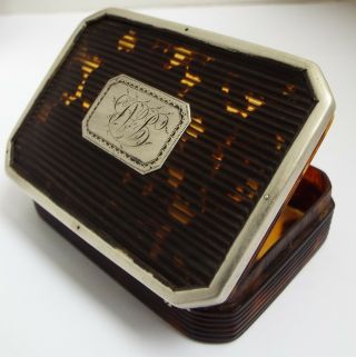 Early English Antique Georgian C1750 Solid Silver & Faux Tortoiseshell Snuff Box