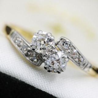 Antique 18ct Yellow Gold And Platinum 0.  65ct Old Cut Diamond Ring Size R 