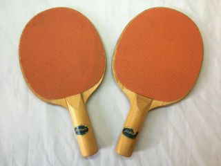 2 Vintage J.  C.  Higgins Table Tennis Paddles W Decals Ping Pong Sears Roebuck