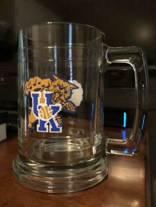 Vintage University Of Kentucky Wildcats Basketball Glass Beer Mug Stein