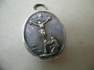 Antique Silver Reliquary Pendant With Relic True Cross Jesus