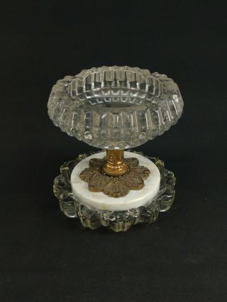 Heavy Crystal Pedestal Ashtray With Marble Base