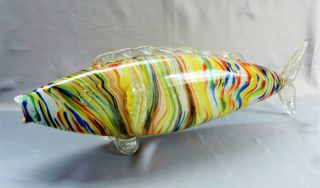 Large Vintage Murano Glass Fish End Of Day Art Glass 57cm Long