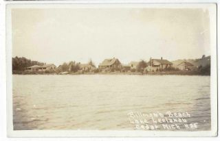 Vintage Rppc Photo Postcard Lake Leelanau Billman Beach Cedar Michigan 1930