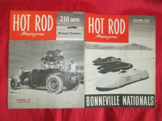(2) Vintage Hot Rod Large Magazines Oct Nov 1950 Roadster Dirt Track Ratrod