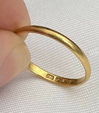 English,  Solid 22ct Gold Chester,  1891 Antique Wedding Ring 2.  07 Grams Rare