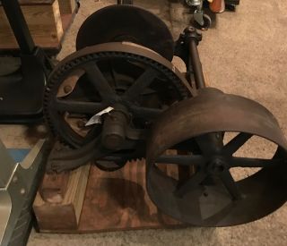Antique Winch With Brake Industrial Art