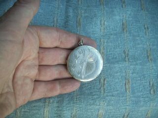 Old Vintage Sterling Silver Victorian Style Round Large Butterfly Locket Pendant