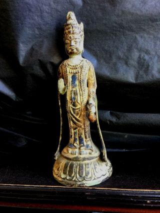 Rare Antique Chinese Bronze Buddha Statue Figurine