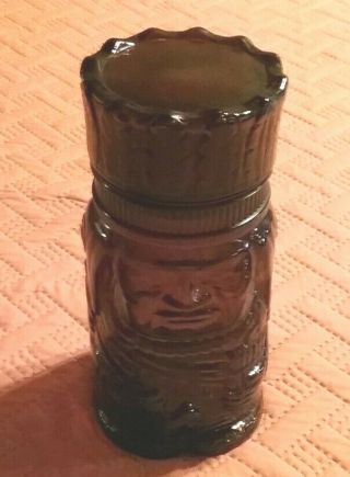 Vintage Brown Glass Native American Indian Chief Cigar Tobacco Holder Humidor