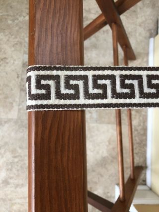 Vintage Wood Folding Luggage Rack for Suitcase Geometric Embroidered Straps 2