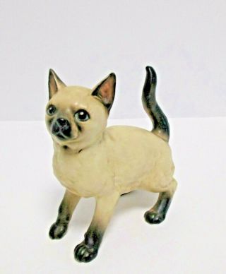 Vintage Siamese Chocolate Seal Point Cat Lefton 80518 Porcelain Cat Figurine